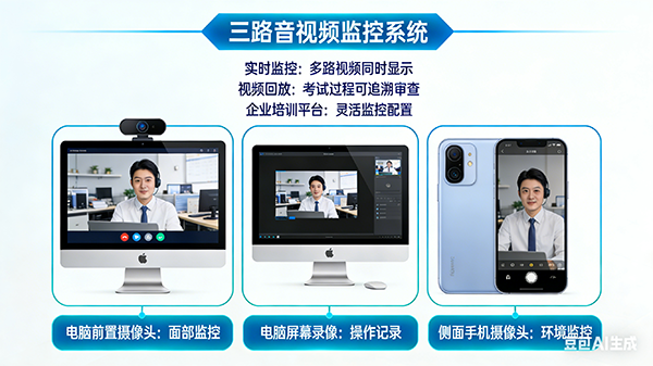 三路音视频监控系统界面